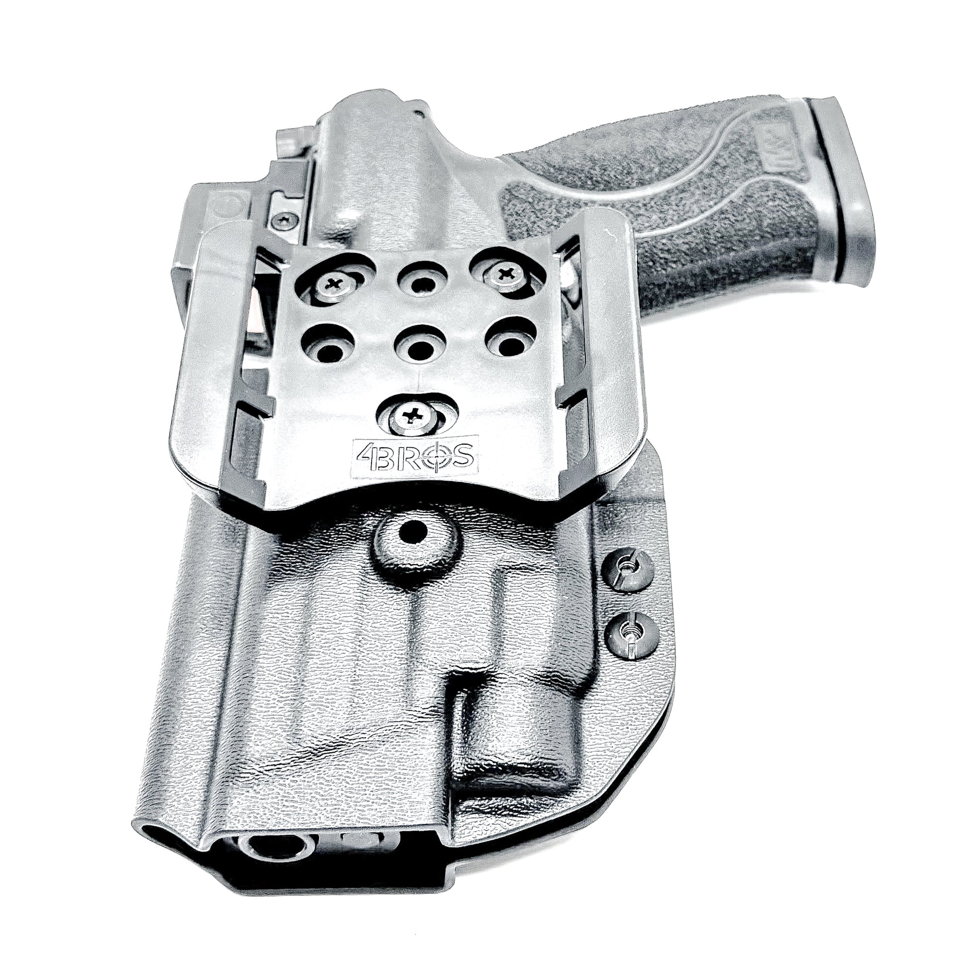 Black Outside Waistband OWB Holster for the Smith & Wesson M&P 4.6" 10mm pistol & TLR-7 X or HL-X light with Duty Drop Attachment.