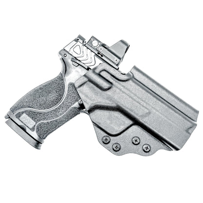 OWB taco-style holster for Smith & Wesson M&P 10MM 4" pistols with or without thumb safety. Optic ready. Built with .093" thermoplastic. USA made.