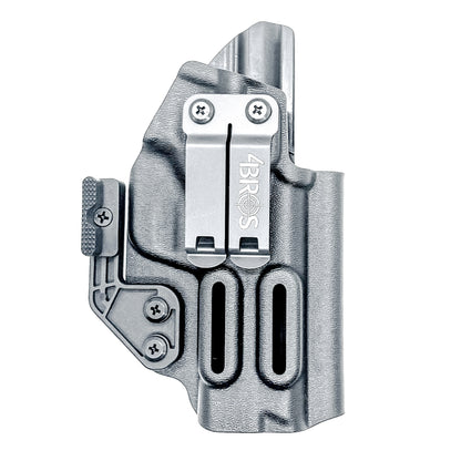 Inside waistband holster designed for Smith & Wesson M&P 1.0 and 2.0 9MM / .40 S&W 4.25" pistols with thumb safety – made by Four Brothers Holsters for secure, concealed carry.