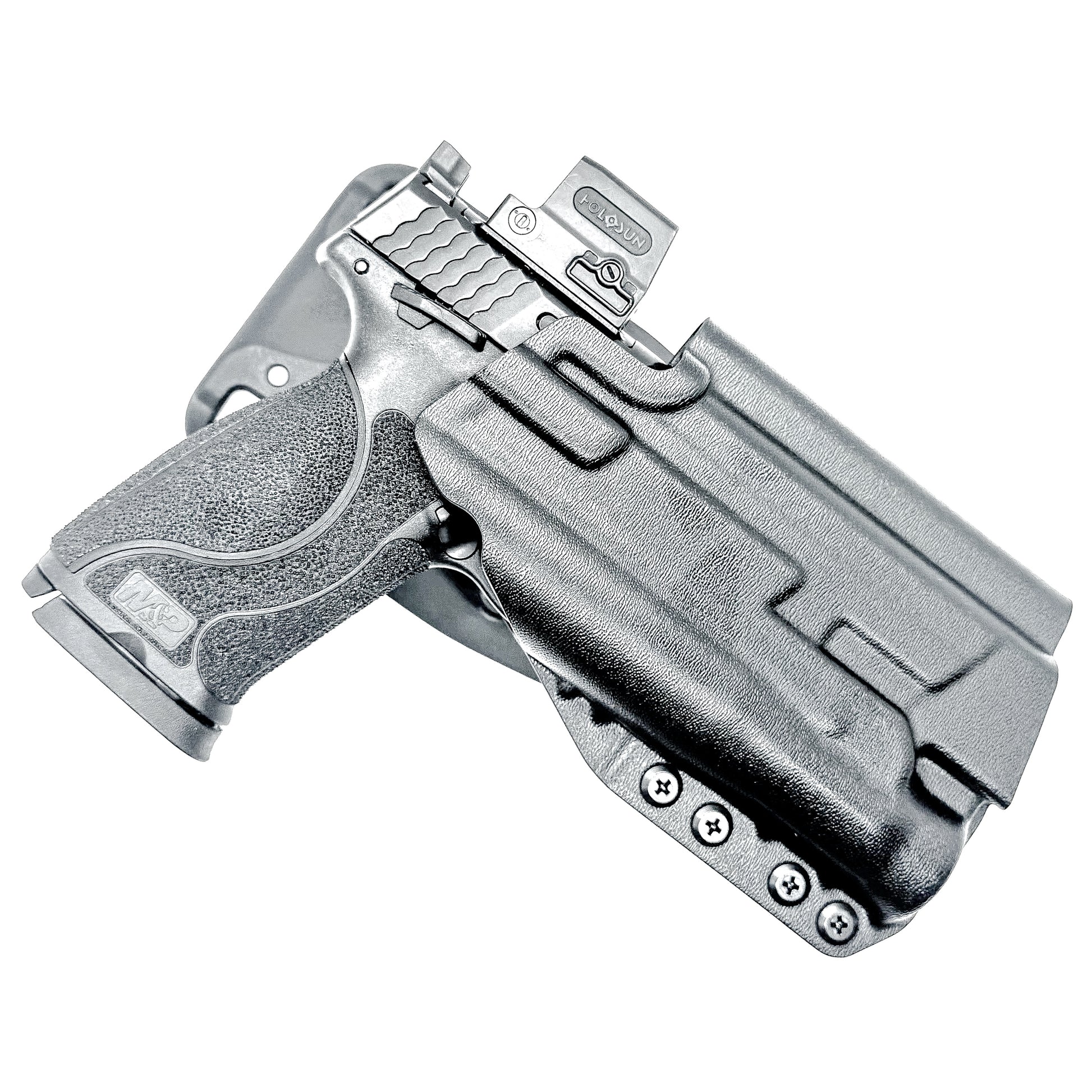 Black OWB Holster for Smith & Wesson M&P 4"  & 4.6" 10MM M2.0 with thumb safety & Streamlight TLR-1 HL Duty & Competition Holster with Duty Drop Attachment.