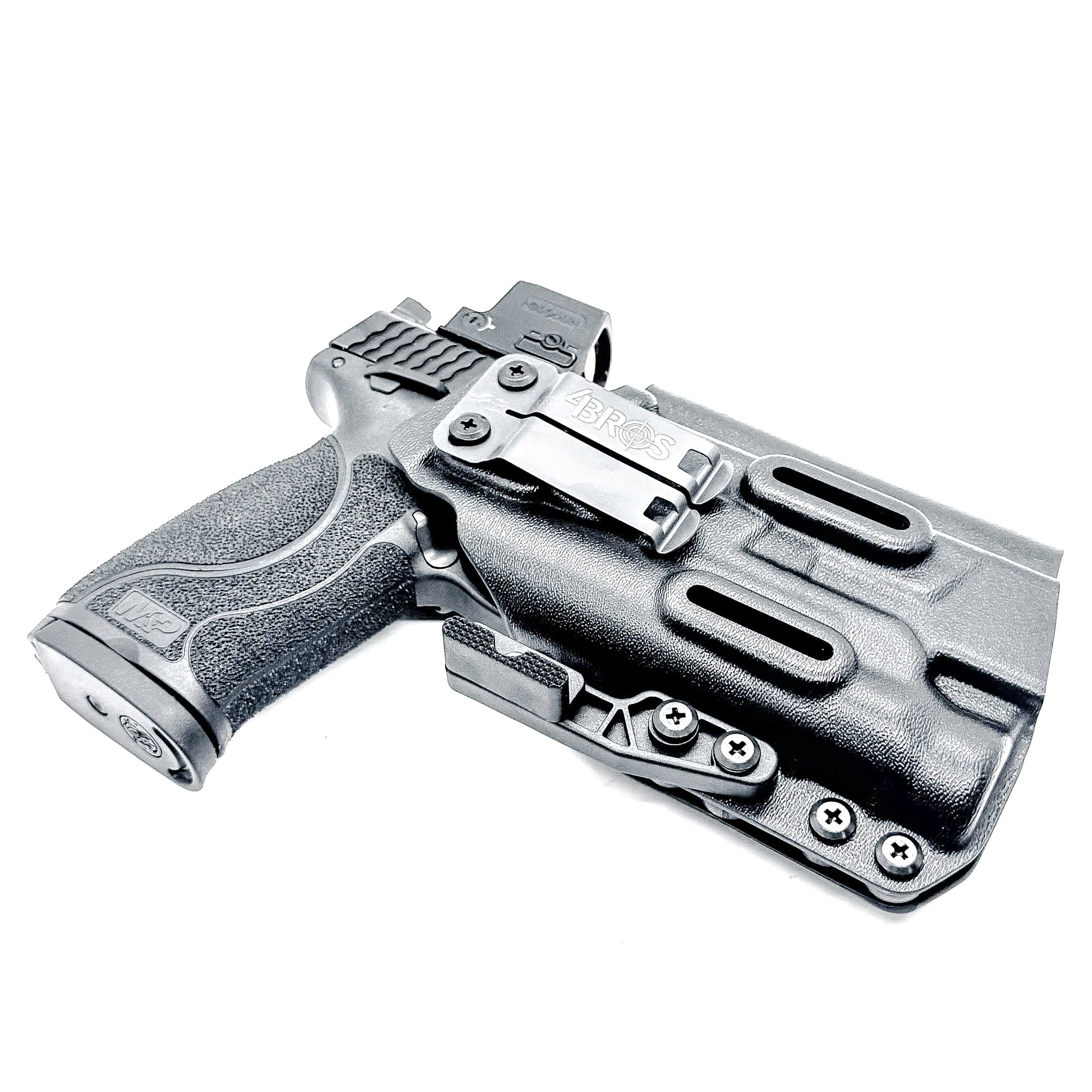 Smith & Wesson M&P 4 & 4.6 10MM M2.0 & TLR-1 HL Inside Waistband Holster in black with a DCC Monoblock and a modwing.