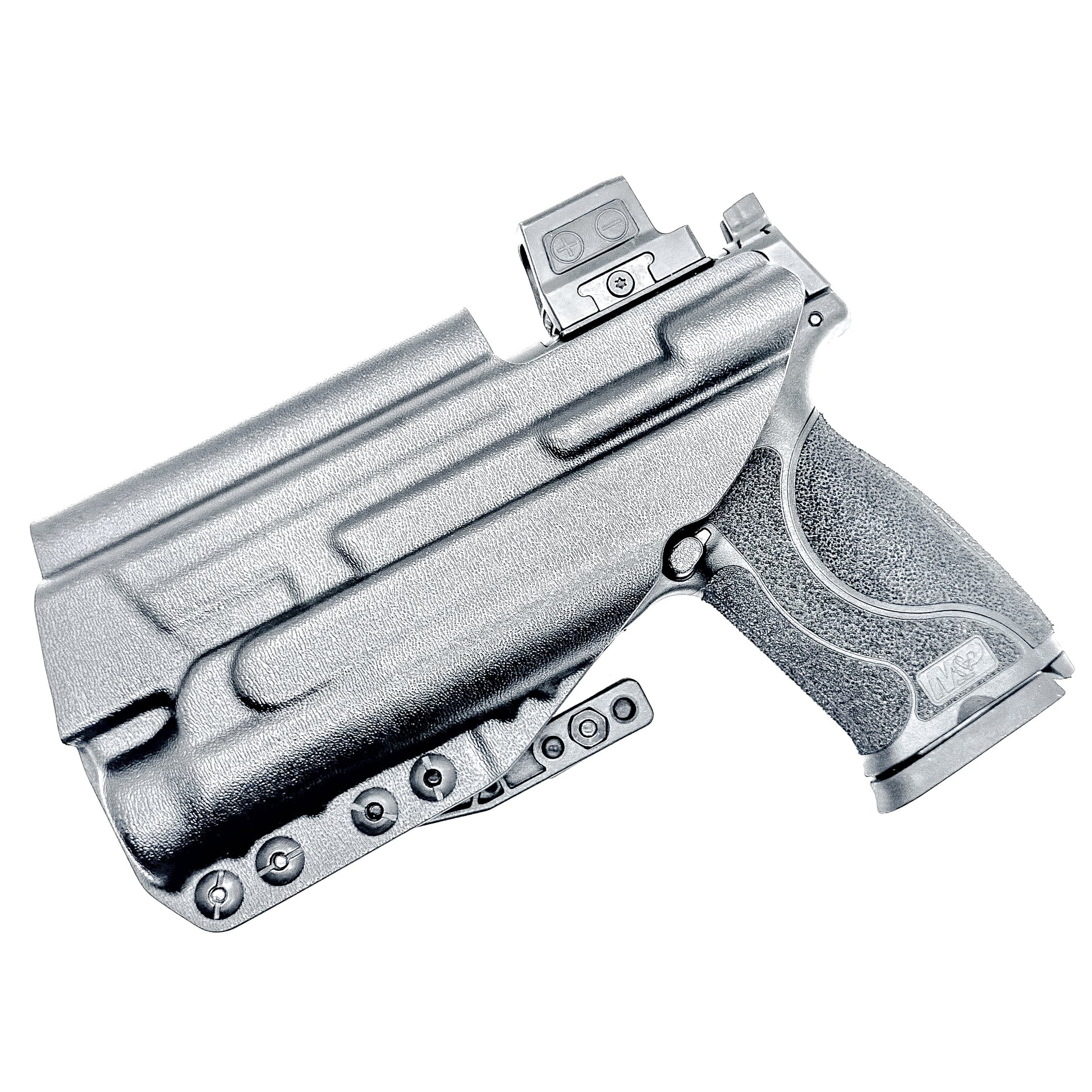 Smith & Wesson M&P 4 & 4.6 10MM M2.0 & TLR-1 HL Inside Waistband Holster in black with a DCC Monoblock and a modwing.