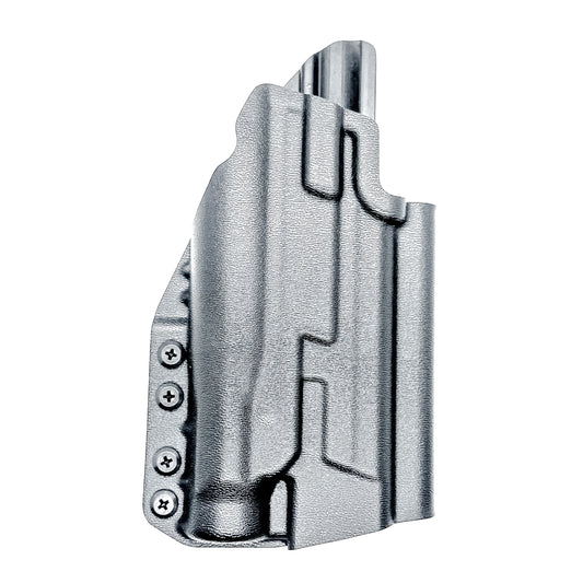 Black OWB Holster for the Smith and Wesson M&P 4" & 4.6" 10MM M2.0 pistol with thumb safety & Streamlight TLR-1 HL with 4BROS 1.5" Belt Slide.