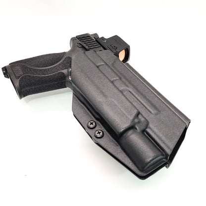 For the best OWB Holster for the Smith & Wesson M&P 10MM M2.0 4" or 4.6" pistol with thumb safety & Surefire X300U-A or B, X300T-A shop Four Brothers Holsters.