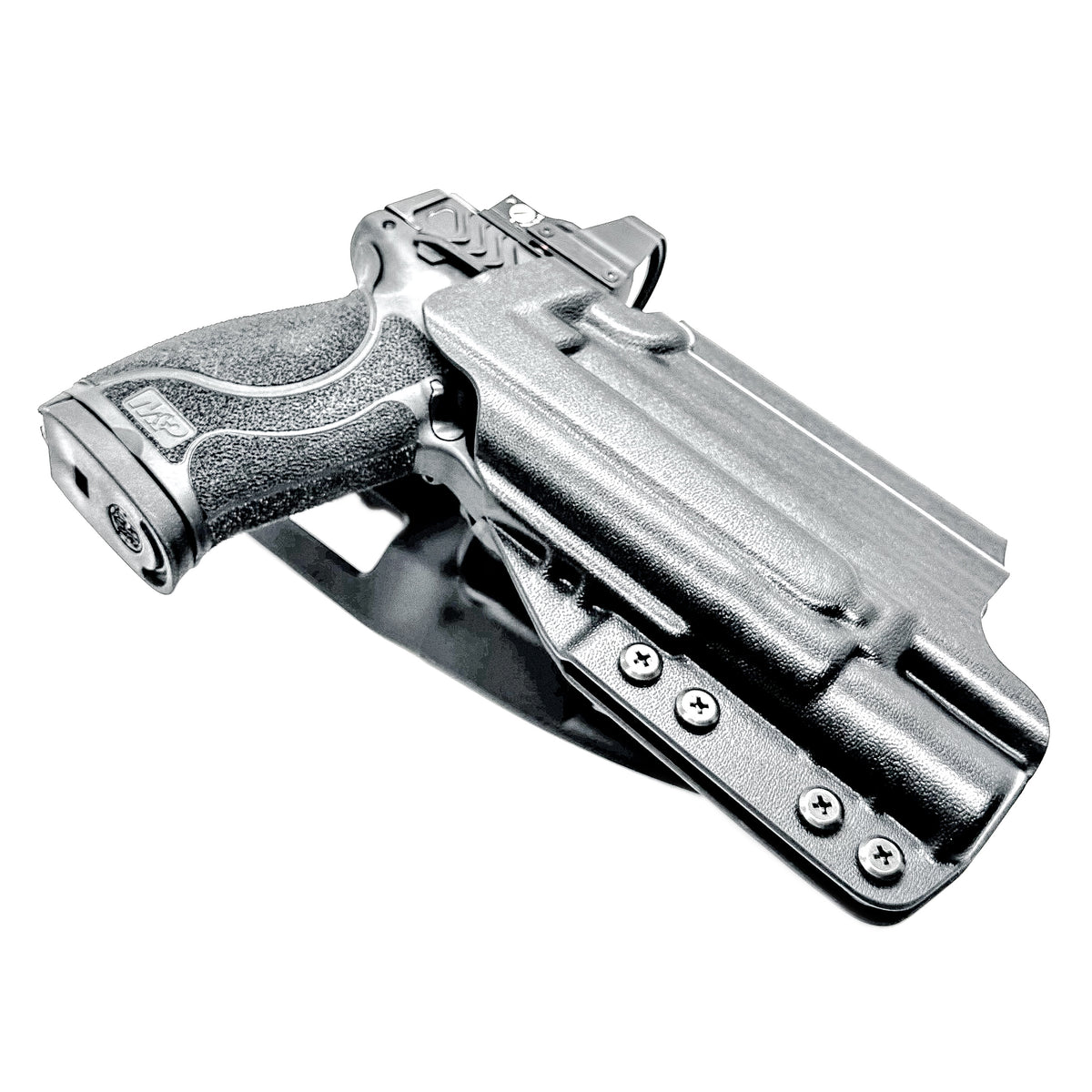 For the best OWB Smith & Wesson M&P 10MM M2.0 4" with thumb safety & Surefire X300U & X300T Duty & Competition Holster, shop Four Brothers Holsters. Made in USA.