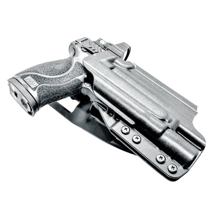 For the best OWB Smith & Wesson M&P 10MM M2.0 4" with thumb safety & Surefire X300U & X300T Duty & Competition Holster, shop Four Brothers Holsters. Made in USA.