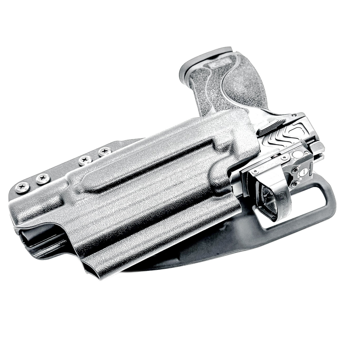 For the best OWB Smith & Wesson M&P 10MM M2.0 4" with thumb safety & Surefire X300U & X300T Duty & Competition Holster, shop Four Brothers Holsters. Made in USA.
