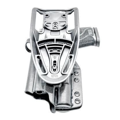 For the best OWB Smith & Wesson M&P 10MM M2.0 4" with thumb safety & Surefire X300U & X300T Duty & Competition Holster, shop Four Brothers Holsters. Made in USA.