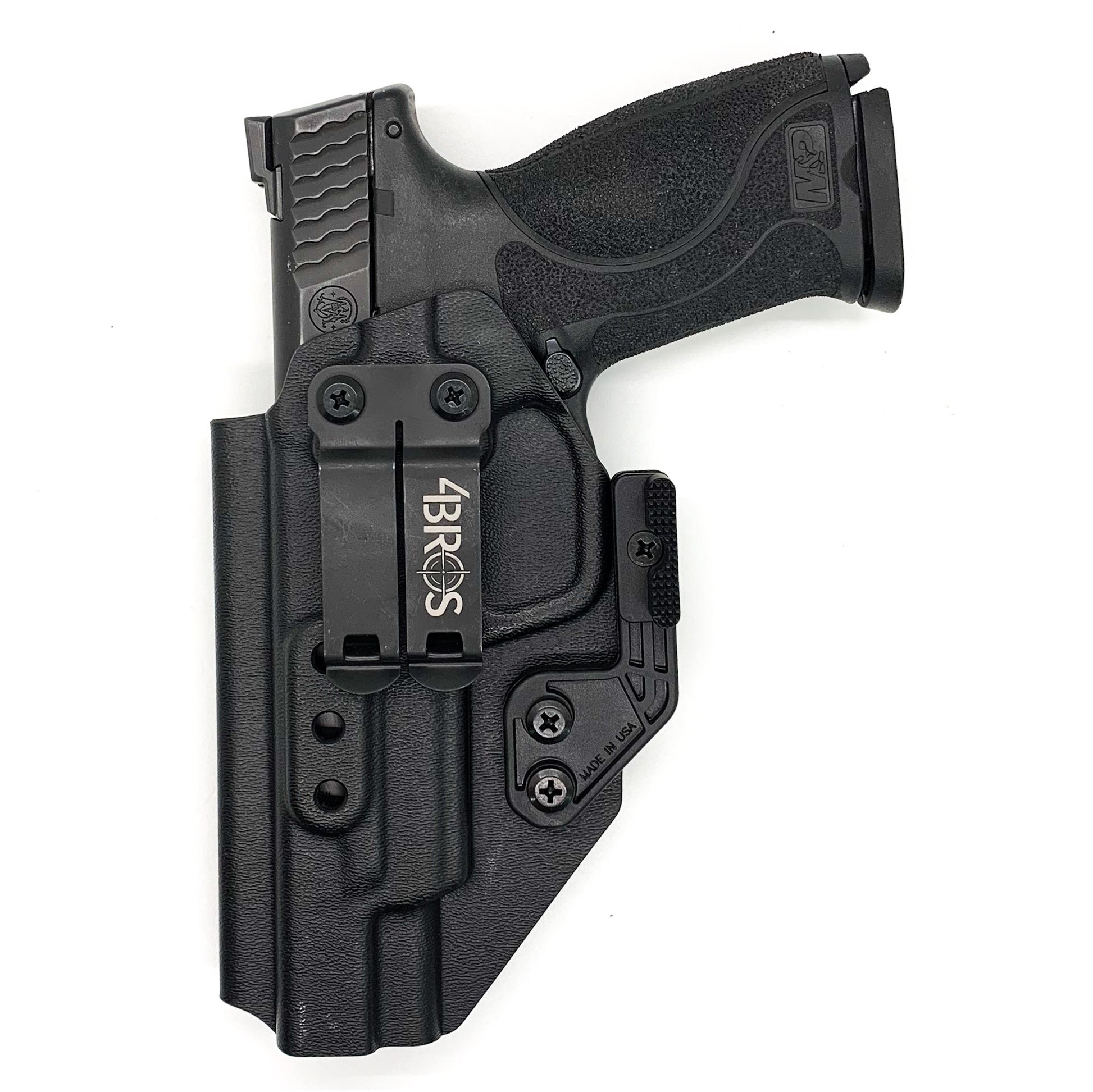 For the Best IWB AIWB for the Smith and Wesson M&P 5.6" Performance Center 10MM M2.0 pistol with or without thumb safety, shop Four Brothers 4BROS Holsters.  