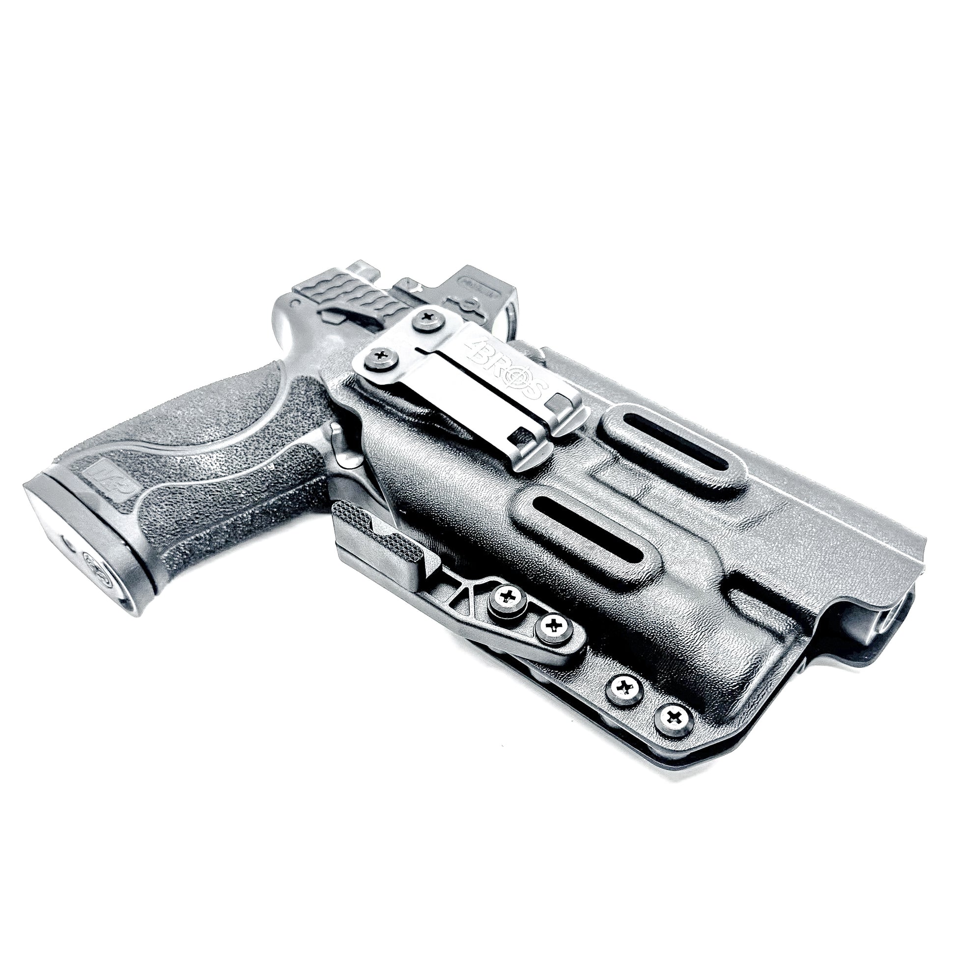 Black IWB AIWB Holster for the Smith and Wesson M&P 5.6" Performance Center 10MM M2.0 pistol with thumb safety & TLR-1 HL