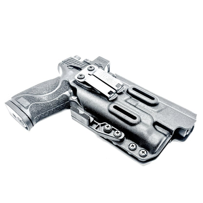 Black IWB AIWB Holster for the Smith and Wesson M&P 5.6" Performance Center 10MM M2.0 pistol with thumb safety & TLR-1 HL