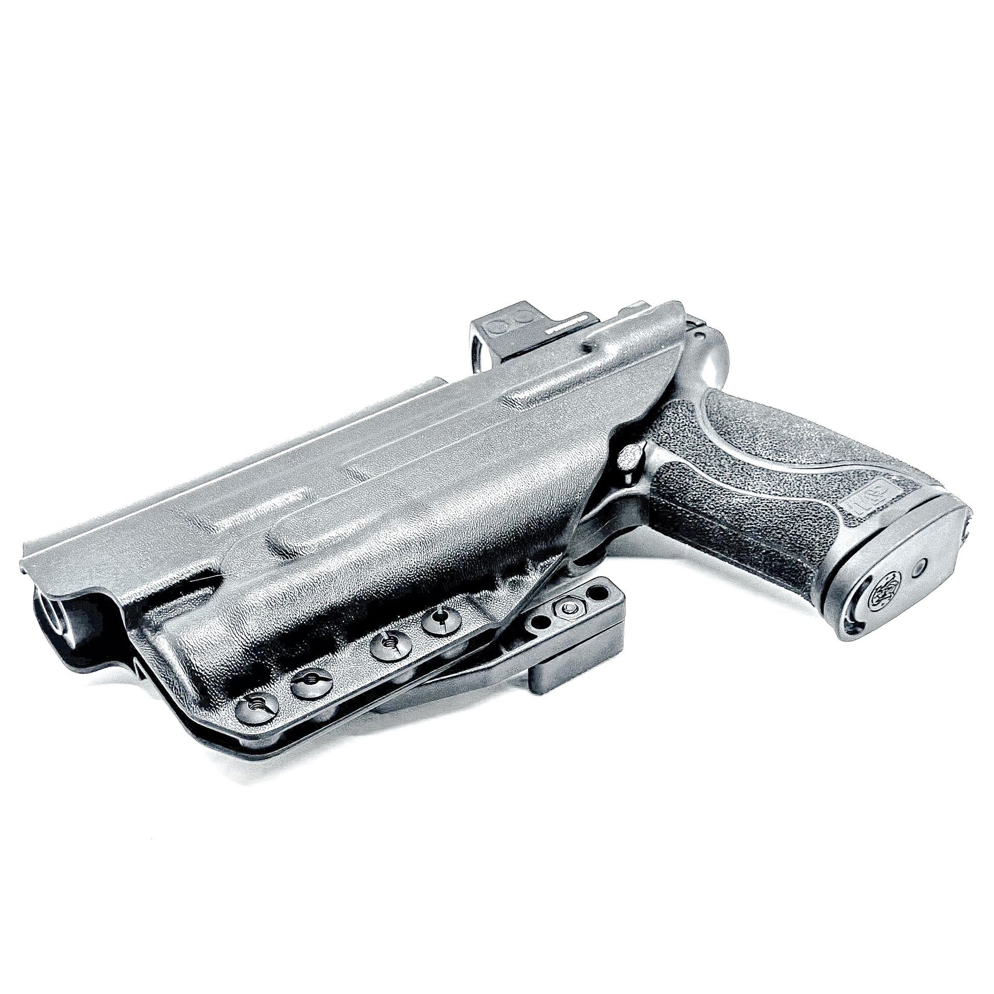 Black IWB AIWB Holster for the Smith and Wesson M&P 5.6" Performance Center 10MM M2.0 pistol with thumb safety & TLR-1 HL