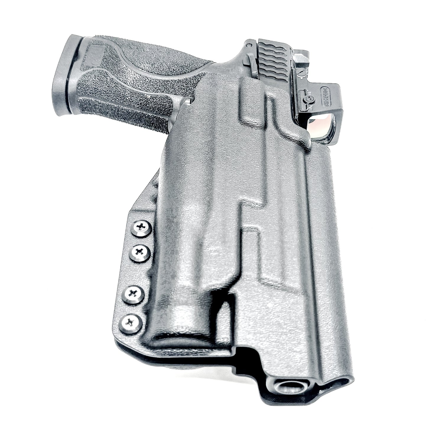 Black Outside Waistband Holster for the Smith & Wesson M&P 10mm 5.6" Performance Center M2.0 pistol & thumb safety & TLR-1 HL with 4Bros 1.5" Belt Slide.