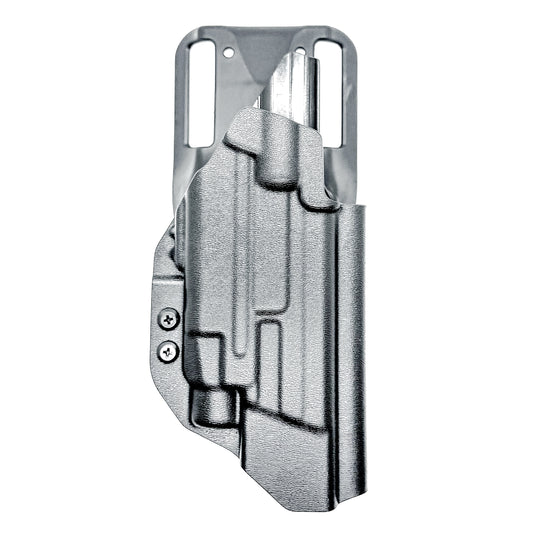 OWB Smith & Wesson M&P 5.6" 10MM pistol & Streamlight TLR-7 A, X & TLR-7 HL-X Duty & Competition Kydex Holster, in black with Duty Drop Attachment.