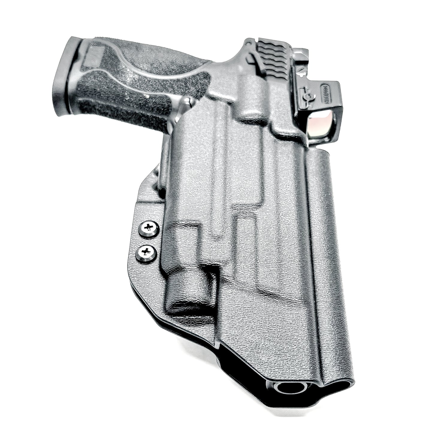 OWB Smith & Wesson M&P 5.6" 10MM pistol & Streamlight TLR-7 A, X & TLR-7 HL-X Duty & Competition Kydex Holster, in black with Duty Drop Attachment.