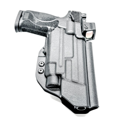 OWB Smith & Wesson M&P 5.6" 10MM pistol & Streamlight TLR-7 A, X & TLR-7 HL-X Duty & Competition Kydex Holster, in black with Duty Drop Attachment.