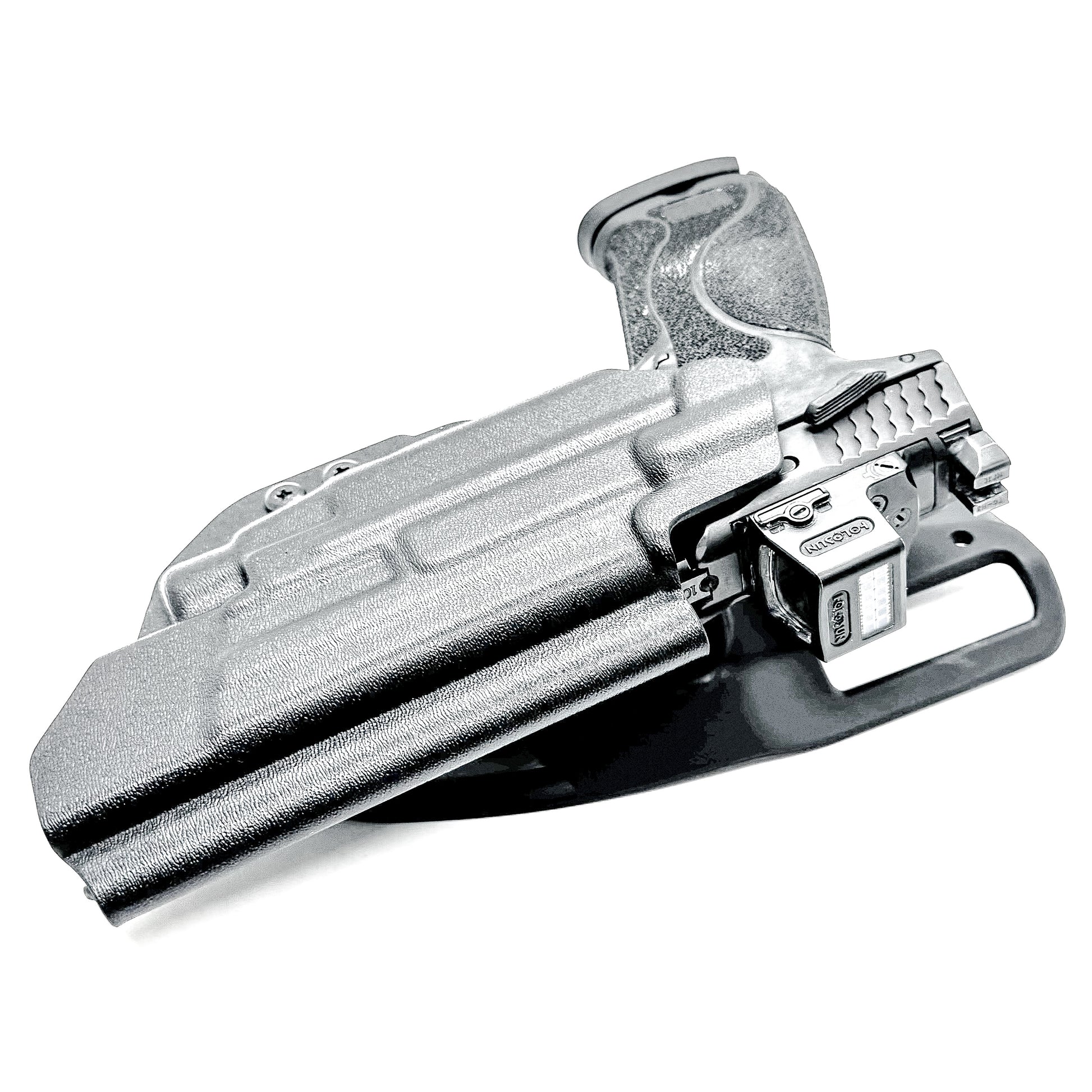 OWB Smith & Wesson M&P 5.6" 10MM pistol & Streamlight TLR-7 A, X & TLR-7 HL-X Duty & Competition Kydex Holster, in black with Duty Drop Attachment.