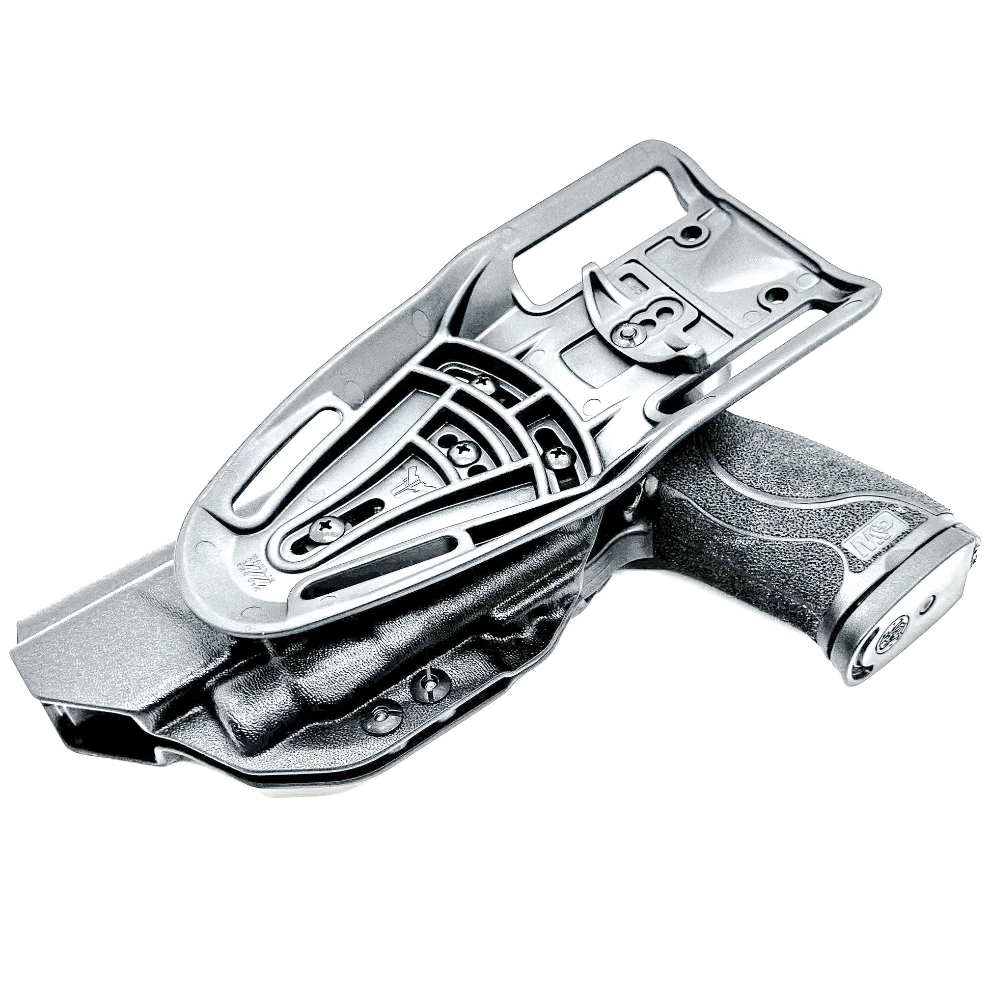 OWB Smith & Wesson M&P 5.6" 10MM pistol & Streamlight TLR-7 A, X & TLR-7 HL-X Duty & Competition Kydex Holster, in black with Duty Drop Attachment.