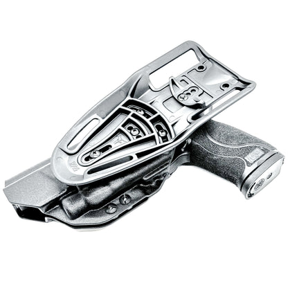 OWB Smith & Wesson M&P 5.6" 10MM pistol & Streamlight TLR-7 A, X & TLR-7 HL-X Duty & Competition Kydex Holster, in black with Duty Drop Attachment.