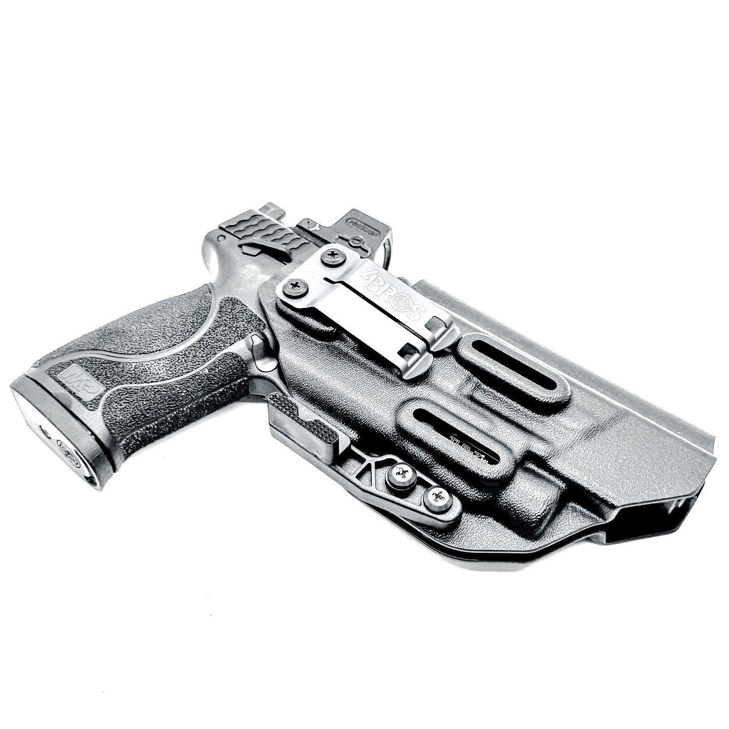 IWB Inside Waistband Holster for the Smith & Wesson M&P 5.6" M2.0 10MM pistol & Streamlight TLR-7 A, X & TLR-7 HL-X in black with a DCC Monoblock and a Modwing