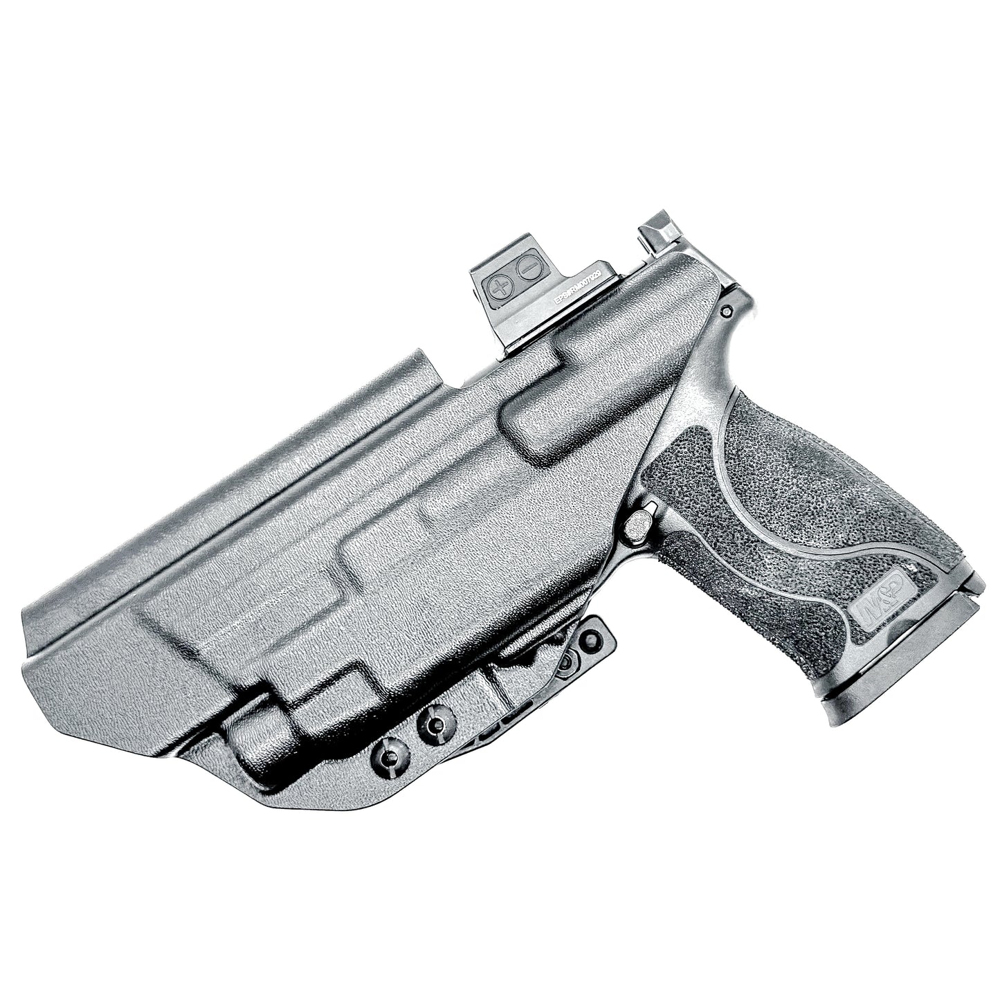 IWB Inside Waistband Holster for the Smith & Wesson M&P 5.6" M2.0 10MM pistol & Streamlight TLR-7 A, X & TLR-7 HL-X in black with a DCC Monoblock and a Modwing