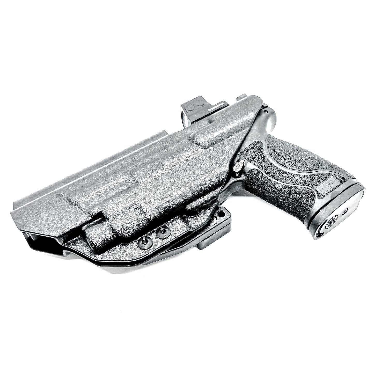 IWB Inside Waistband Holster for the Smith & Wesson M&P 5.6" M2.0 10MM pistol & Streamlight TLR-7 A, X & TLR-7 HL-X in black with a DCC Monoblock and a Modwing
