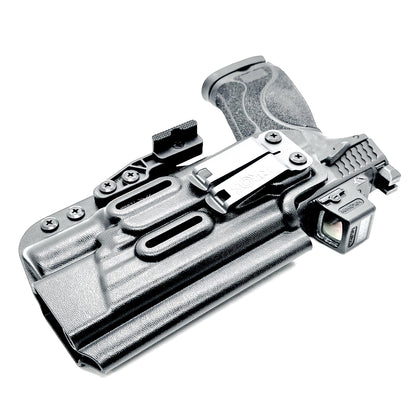Black Inside Waistband Holster with a monoblock and a modwing for the Smith & Wesson M&P 5.6 10MM M2.0 & X300U light.