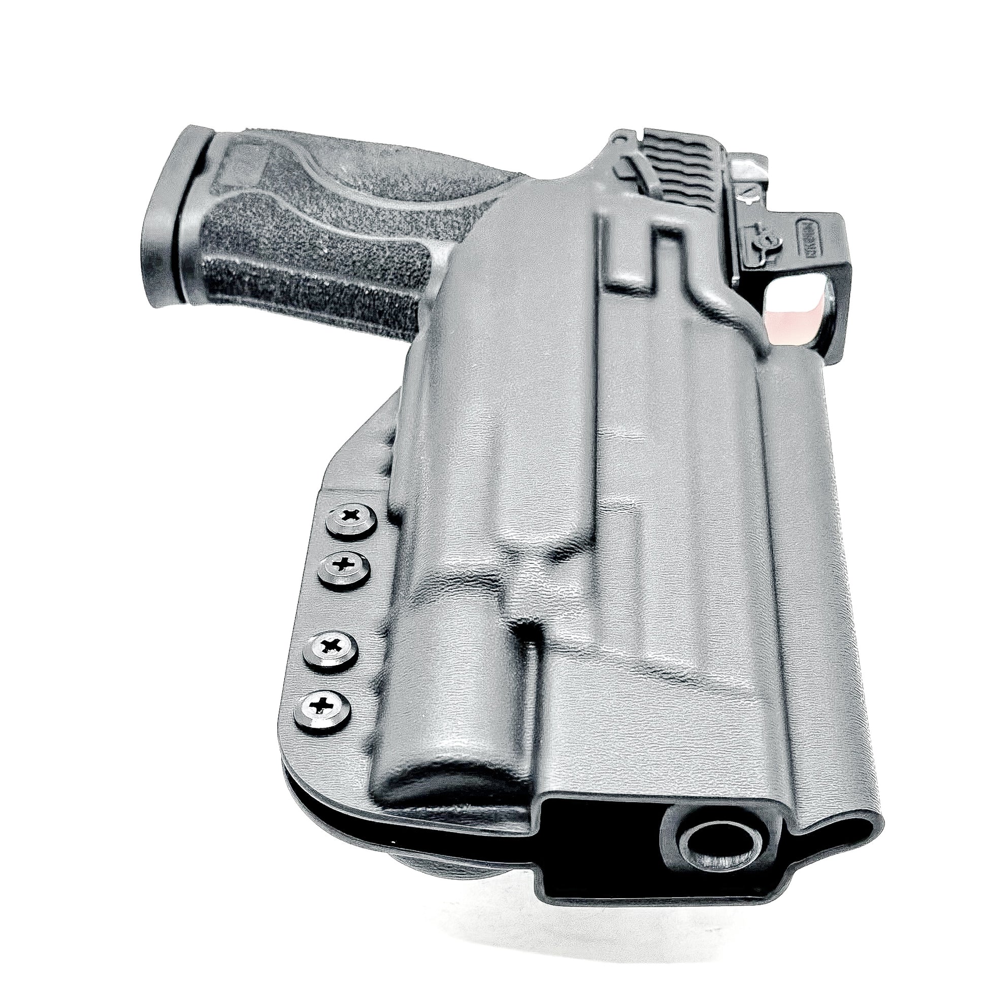 Outside Waistband Holster for the Smith & Wesson M&P 5.6 10MM M2.0 & X300U light with a 4BROS 1.5" belt slide in  black.