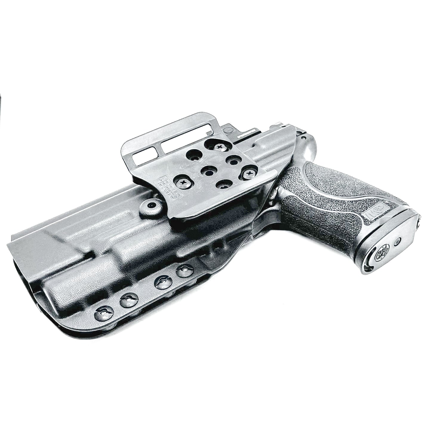 Outside Waistband Holster for the Smith & Wesson M&P 5.6 10MM M2.0 & X300U light with a 4BROS 1.5" belt slide in  black.