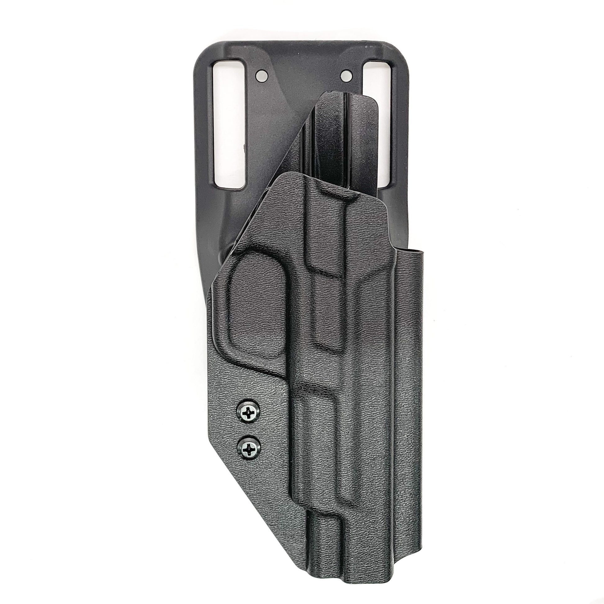 Outside Waistband Taco Style Holster designed to fit the Smith and Wesson M&P 5” pistol. Holster intended to be used for USPSA, 3-Gun, Steel Challenge and other competition shooting sports (May not be IDPA Legal). Holster is formed to fit both the 1.0 and 2. 0 generations. The holster will also accommodate the M&P pistols with a 4.25” or 4.6” barrel.