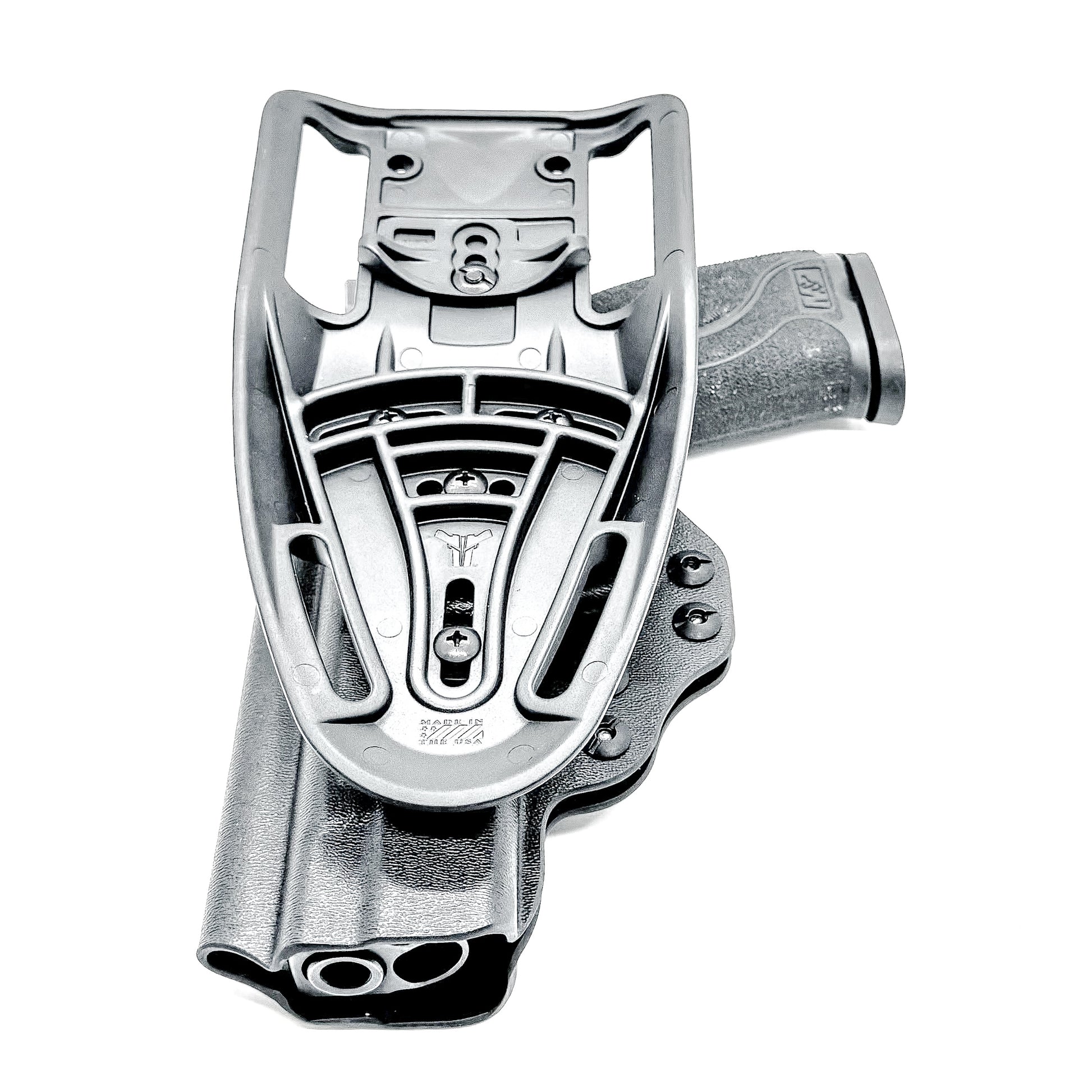 Duty and competition-style outside waistband Kydex holster for Smith & Wesson M&P M2.0 5" pistol – proudly made in the USA by Four Brothers Holsters.