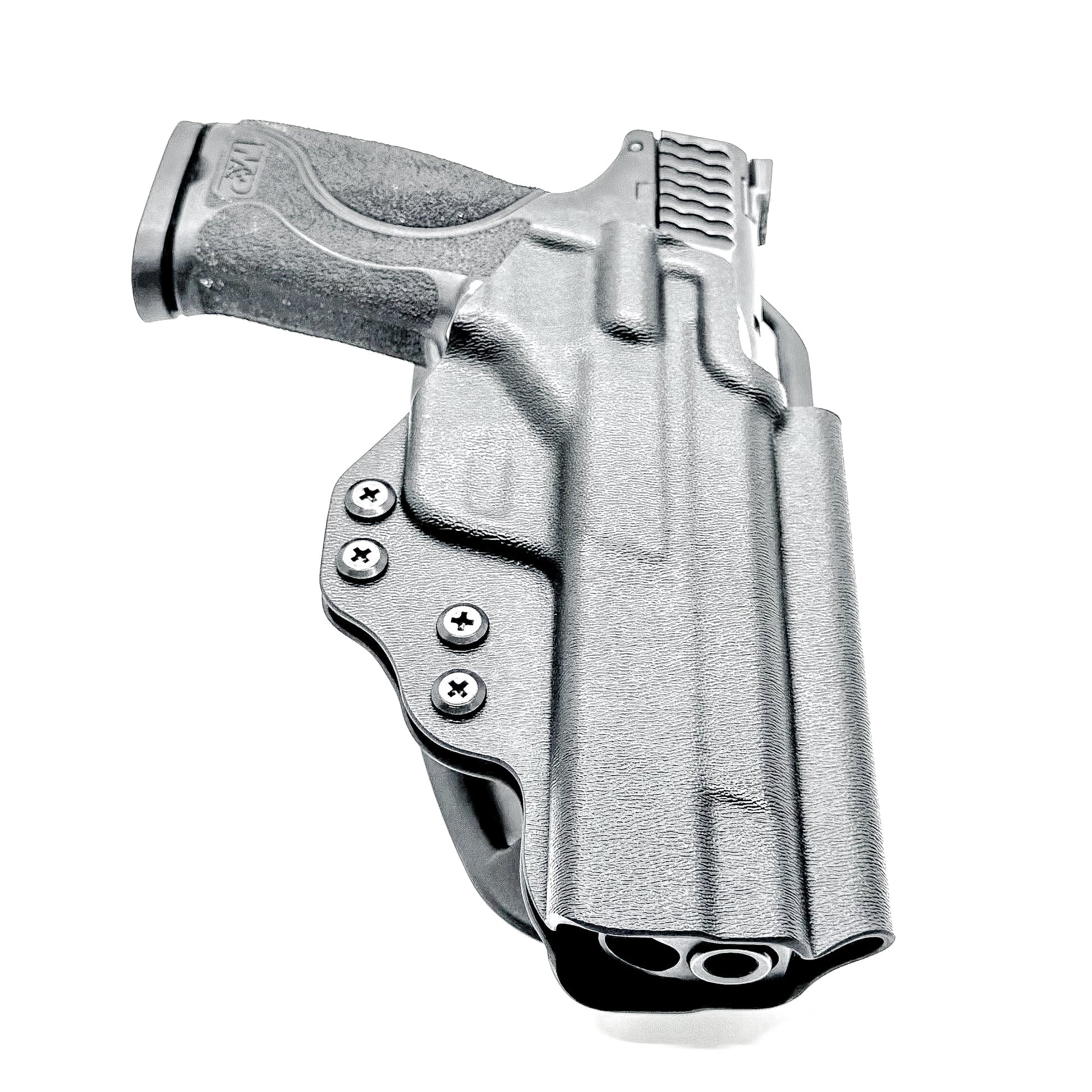 Duty and competition-style outside waistband Kydex holster for Smith & Wesson M&P M2.0 5" pistol – proudly made in the USA by Four Brothers Holsters.