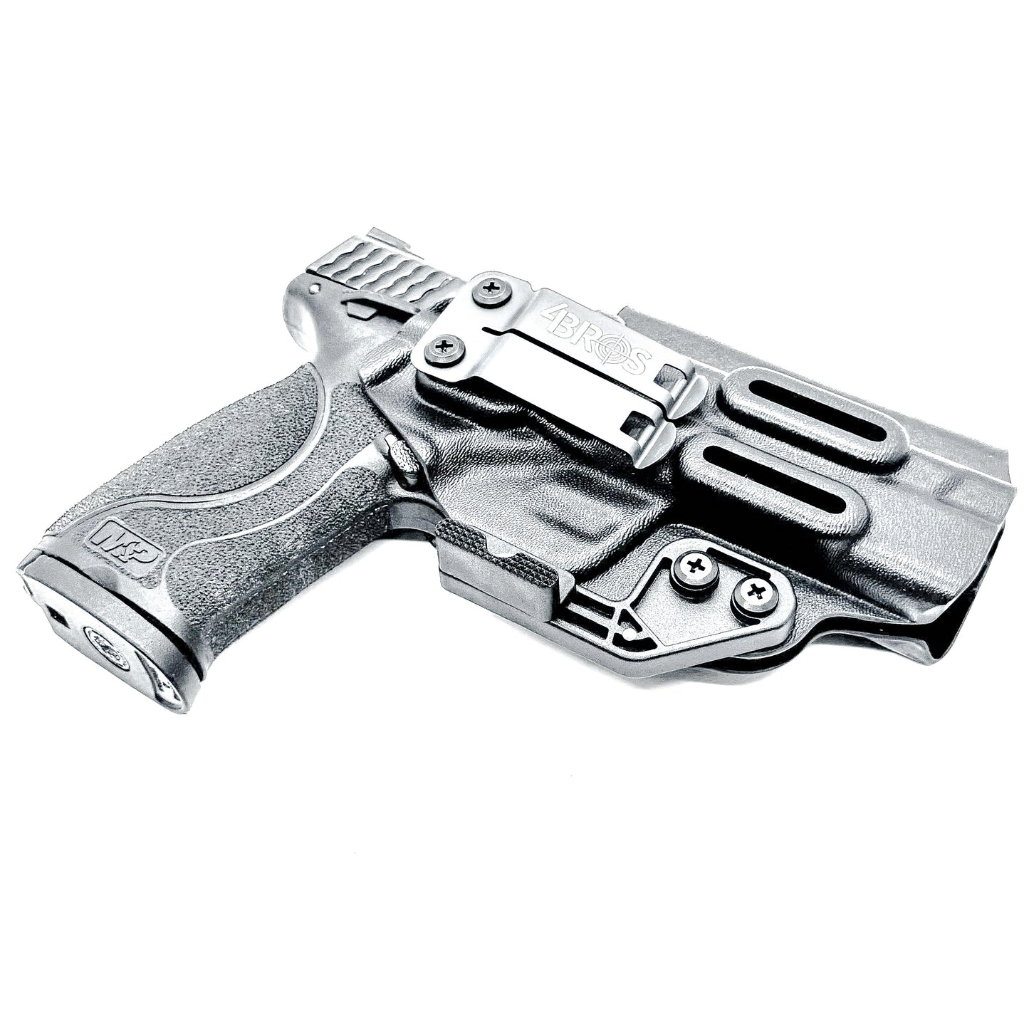 Inside waistband taco-style Kydex holster for Smith & Wesson M&P M2.0 5" pistol with thumb safety – crafted for IWB and AIWB carry by Four Brothers Holsters.