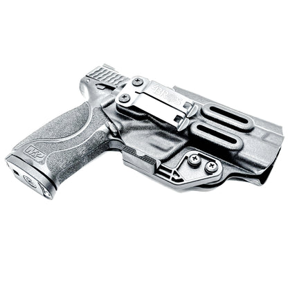 Inside waistband taco-style Kydex holster for Smith & Wesson M&P M2.0 5" pistol with thumb safety – crafted for IWB and AIWB carry by Four Brothers Holsters.