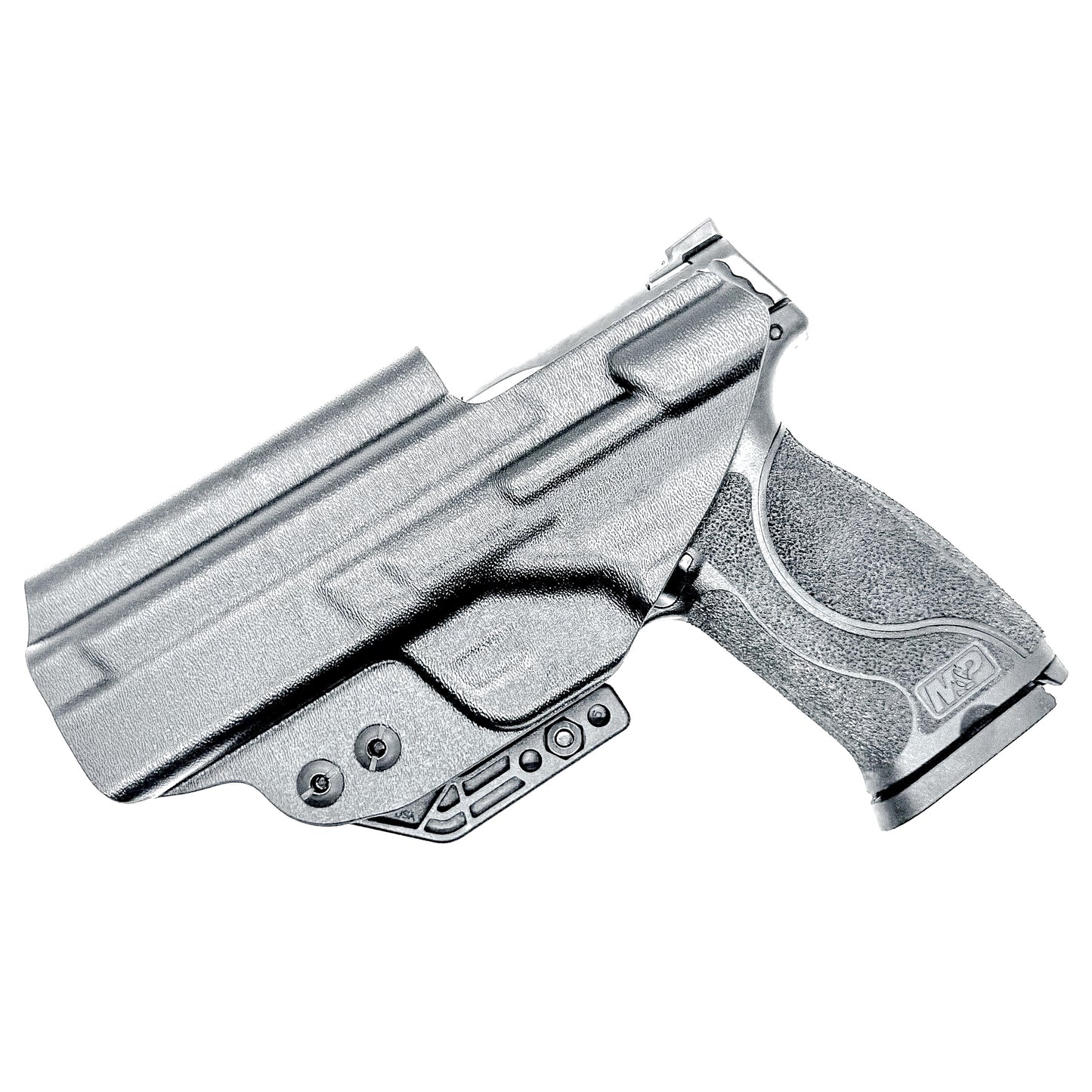 Inside waistband taco-style Kydex holster for Smith & Wesson M&P M2.0 5" pistol with thumb safety – crafted for IWB and AIWB carry by Four Brothers Holsters.