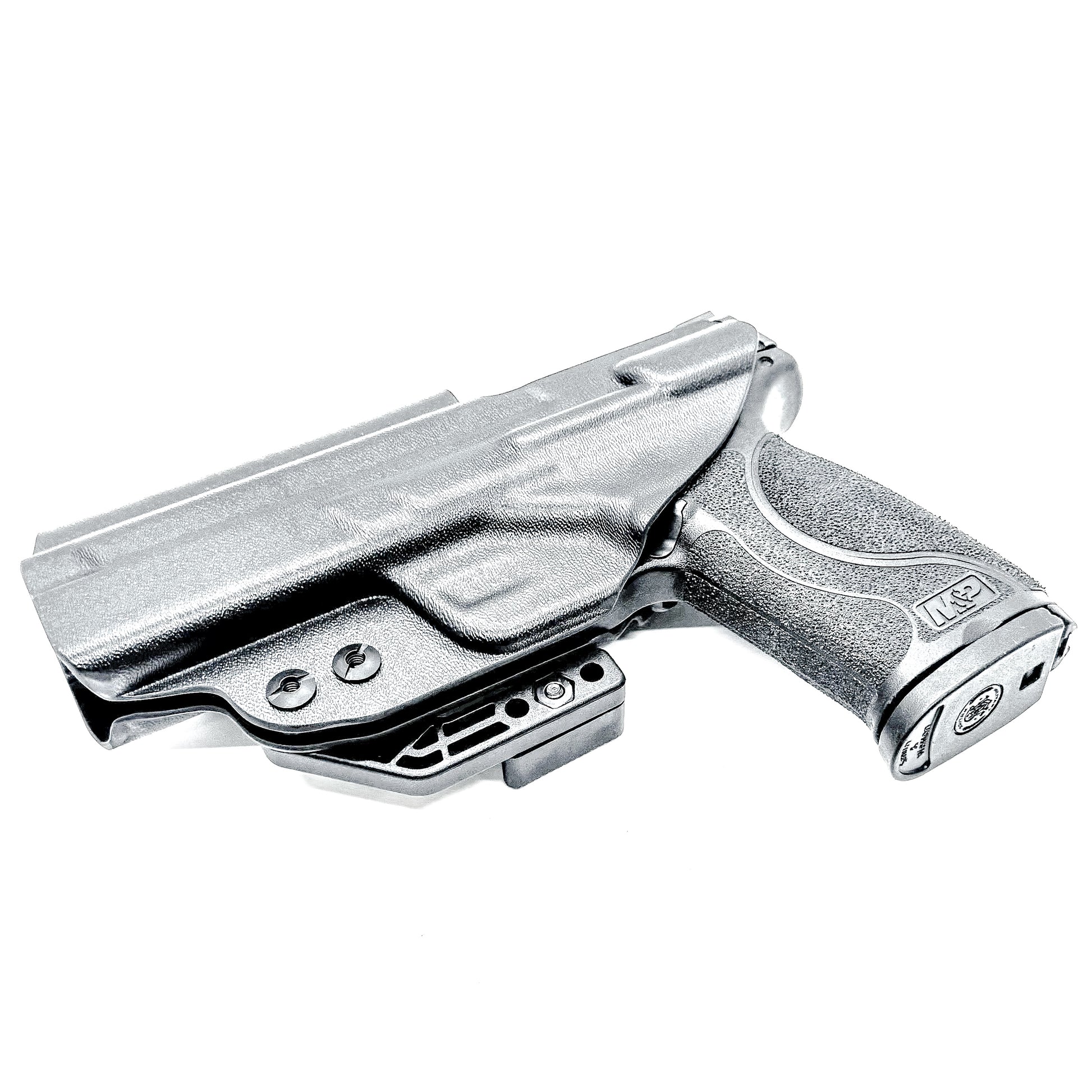 Inside waistband taco-style Kydex holster for Smith & Wesson M&P M2.0 5" pistol with thumb safety – crafted for IWB and AIWB carry by Four Brothers Holsters.