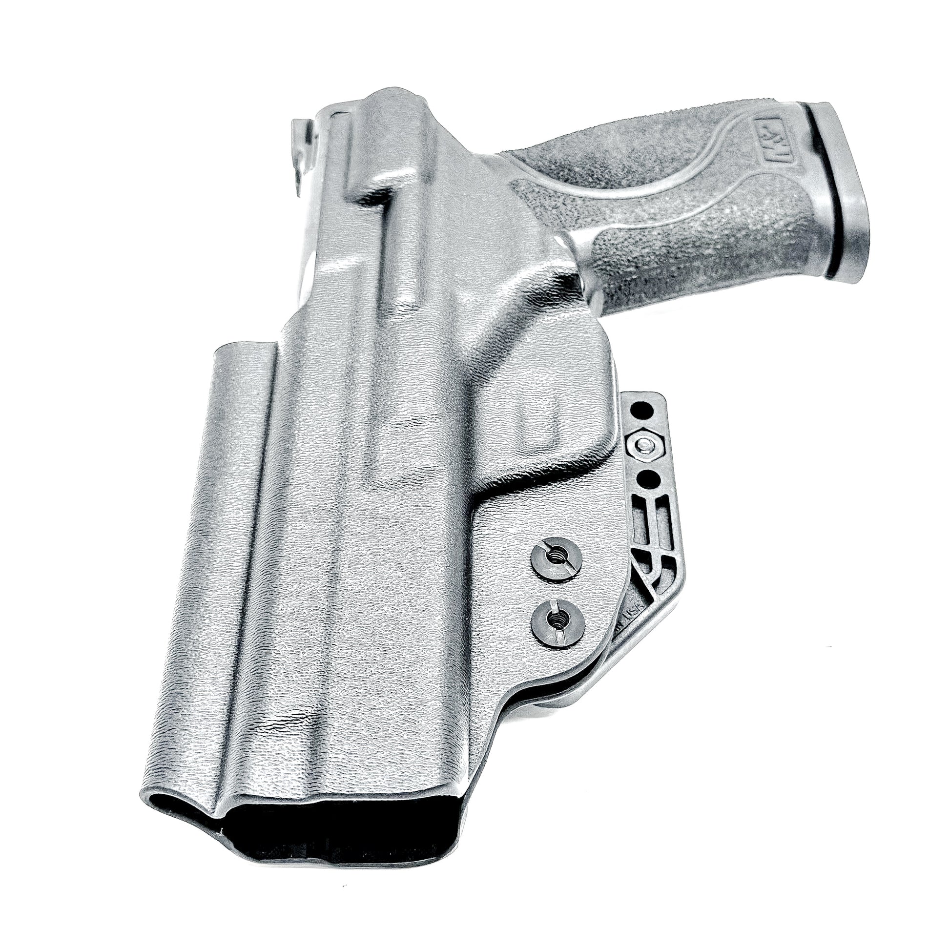 Inside waistband taco-style Kydex holster for Smith & Wesson M&P M2.0 5" pistol with thumb safety – crafted for IWB and AIWB carry by Four Brothers Holsters.