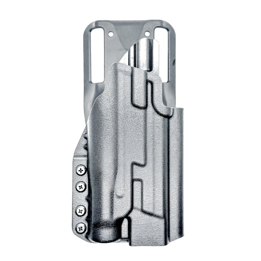 Black 5" OWB Holster for the Smith & Wesson M&P 9mm M2.0 pistol with thumb safety & Streamlight  TLR-1 HL Duty & Competition Holster with Duty Drop attachment.