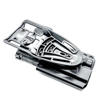 Black 5" OWB Holster for the Smith & Wesson M&P 9mm M2.0 pistol with thumb safety & Streamlight  TLR-1 HL Duty & Competition Holster with Duty Drop attachment.