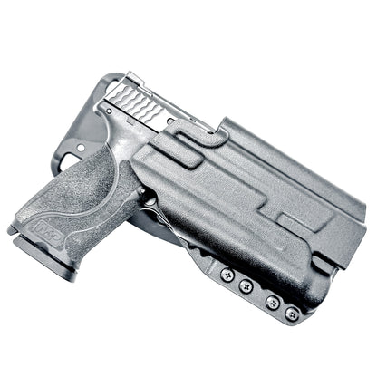 Black 5" OWB Holster for the Smith & Wesson M&P 9mm M2.0 pistol with thumb safety & Streamlight  TLR-1 HL Duty & Competition Holster with Duty Drop attachment.