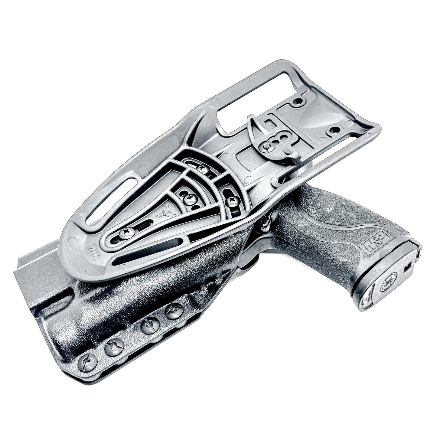 Black 5" OWB Holster for the Smith & Wesson M&P 9mm M2.0 pistol with thumb safety & Streamlight  TLR-1 HL Duty & Competition Holster with Duty Drop attachment.