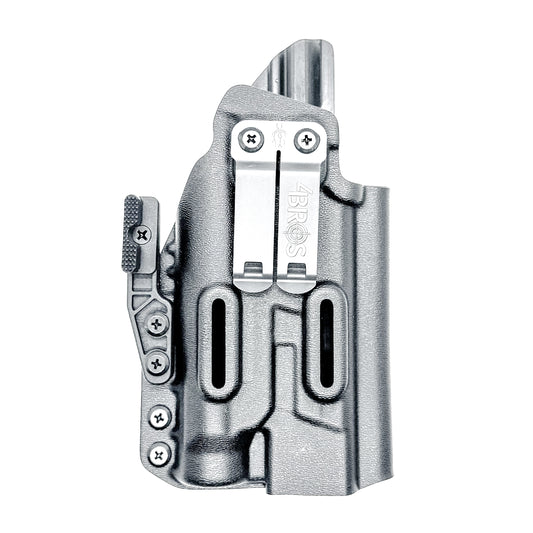 Black 5" IWB Holster for the Smith & Wesson M&P 9MM, 40 S&W, 45ACP M2.0 pistol with thumb safety & Streamlight TLR-1 HL with a DCC Monoblock and a modwing.