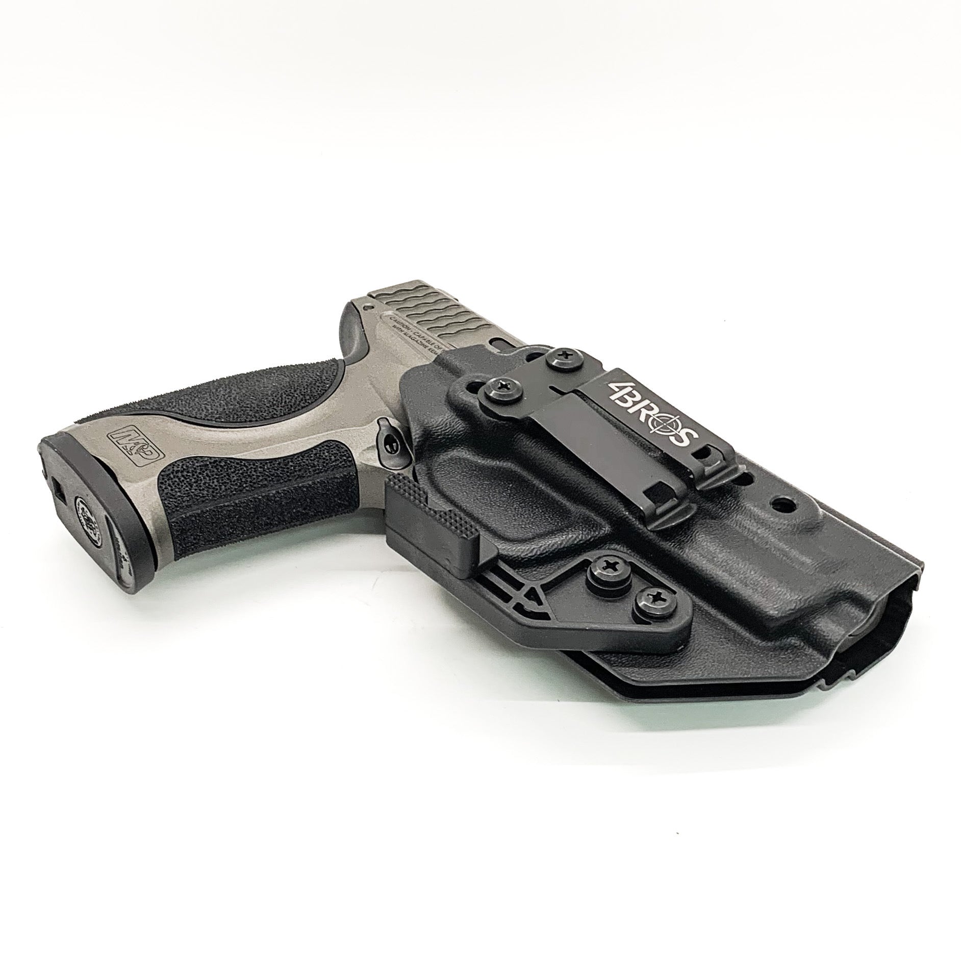 For the best IWB AIWB Inside Waistband, Kydex Taco Style Holster for the Smith and Wesson S&W M&P 9 M2.0 METAL 4" pistol shop Four Brothers 4BROS Holsters. 