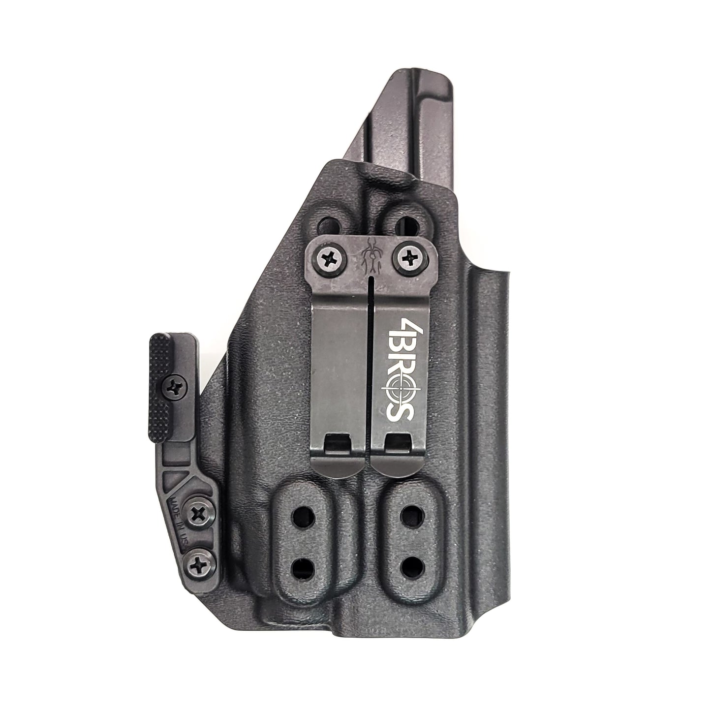 For the best IWB Kydex Inside Waistband Holster for the Smith & Wesson M&P 9 Shield EZ with Streamlight TLR-8 or TLR-8A, shop Four Brothers 4Bros Holsters. 