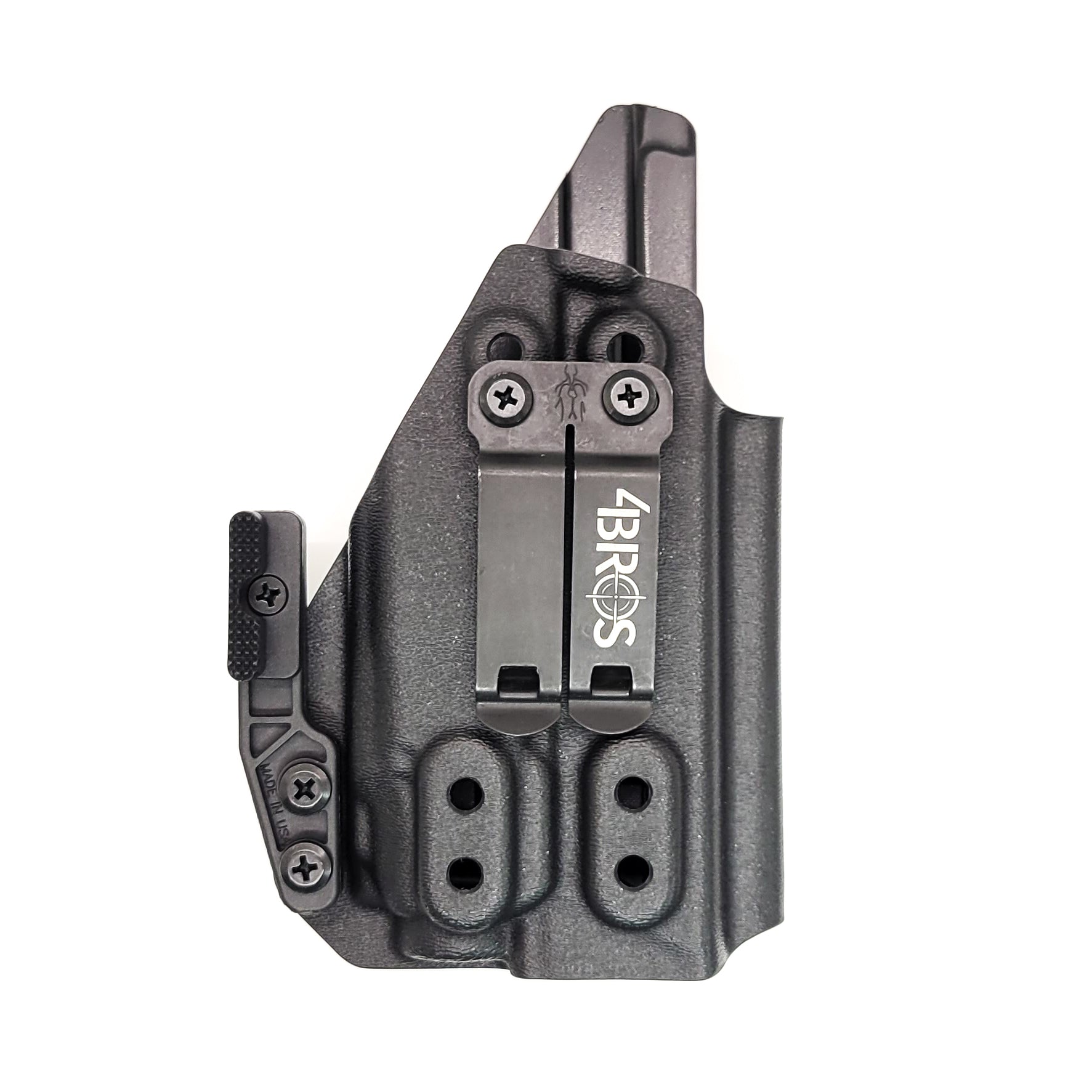 For the best IWB Kydex Inside Waistband Holster for the Smith & Wesson M&P 9 Shield EZ with Streamlight TLR-8 or TLR-8A, shop Four Brothers 4Bros Holsters. 