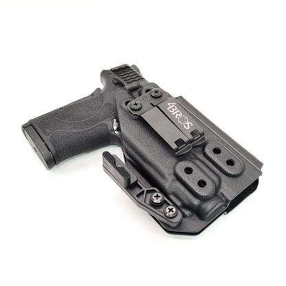 For the best IWB Kydex Inside Waistband Holster for the Smith & Wesson M&P 9 Shield EZ with Streamlight TLR-8 or TLR-8A, shop Four Brothers 4Bros Holsters. 
