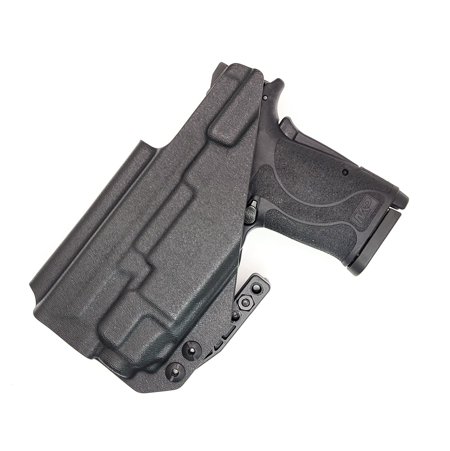 For the best IWB Kydex Inside Waistband Holster for the Smith & Wesson M&P 9 Shield EZ with Streamlight TLR-8 or TLR-8A, shop Four Brothers 4Bros Holsters. 