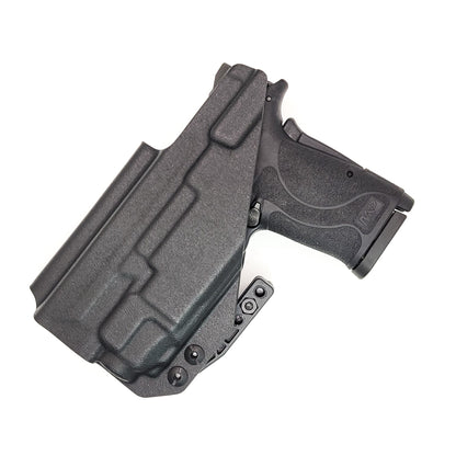 For the best IWB Kydex Inside Waistband Holster for the Smith & Wesson M&P 9 Shield EZ with Streamlight TLR-8 or TLR-8A, shop Four Brothers 4Bros Holsters. 