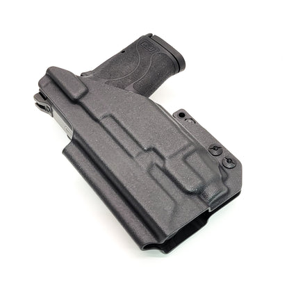 For the best IWB Kydex Inside Waistband Holster for the Smith & Wesson M&P 9 Shield EZ with Streamlight TLR-8 or TLR-8A, shop Four Brothers 4Bros Holsters. 