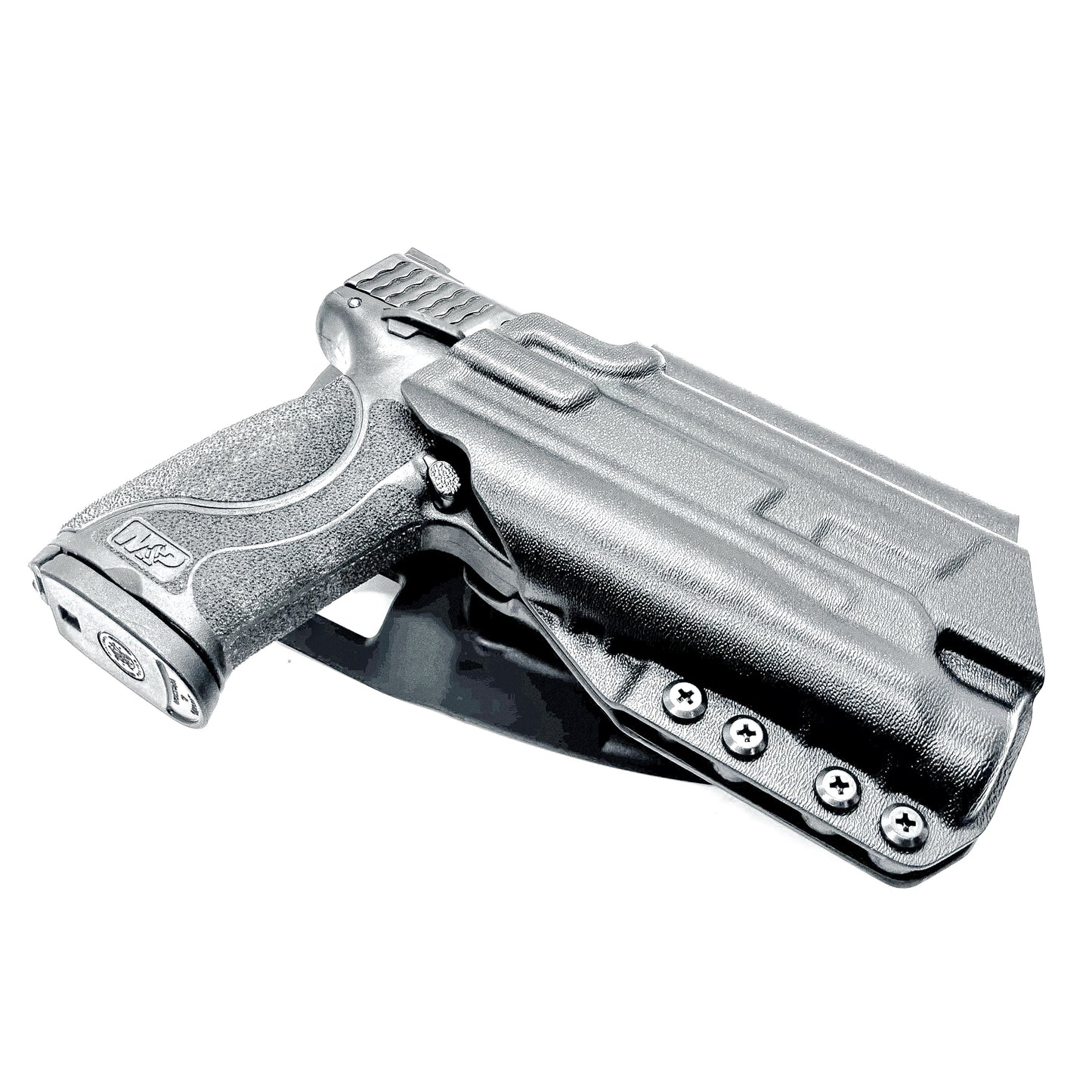 Black OWB duty and competition Kydex holster for the Smith & Wesson M&P M2.0 4.25" 9mm with the Streamlight TLR-1 HL with Duty Drop Attachment.